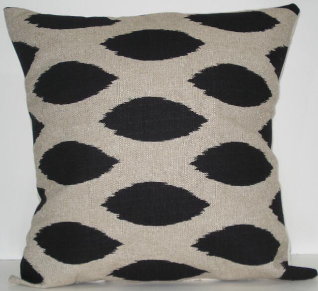 New 18x18 Inch Designer Handmade Pillow Case Black Ikat Fabric