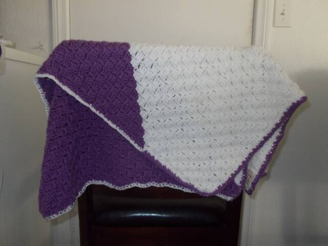 Purple & White Crochet Baby Blanket