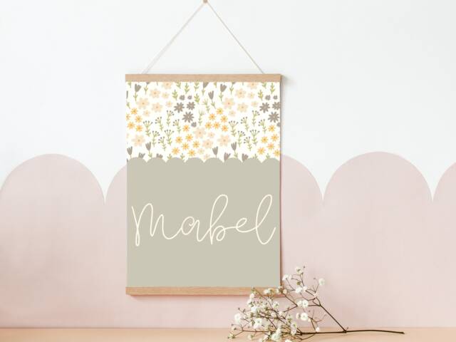 Personalised Girls Flower Name Sign For Room, Nursery Or Playroom - Print Only - image 1