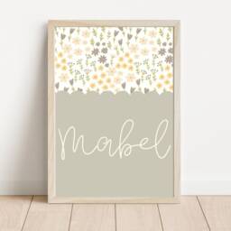 Personalised Girls Flower Name Sign For Room, Nursery Or Playroom - Print Only - thumbnail 2