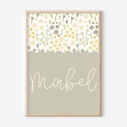 Personalised Girls Flower Name Sign For Room, Nursery Or Playroom - Print Only - thumbnail 3