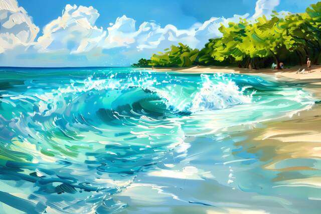 Caribbean Beach Print Barbados Shoreline Art Tropical - image 1