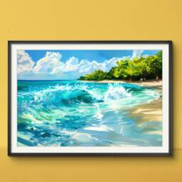 Caribbean Beach Print Barbados Shoreline Art Tropical - thumbnail 3