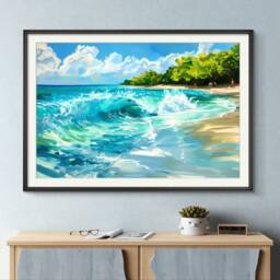 Caribbean Beach Print Barbados Shoreline Art Tropical - thumbnail 2