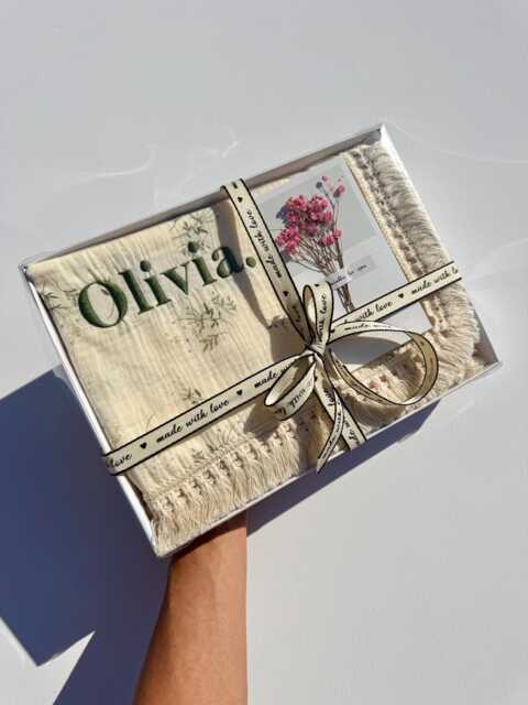 Personalized 100% Cotton Muslin New Baby Gift Set, Boy Gift, Girl Gift, Newborn Gift Box, Blanket, Shower - image 1