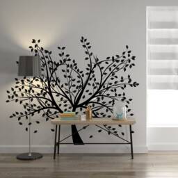 Tree Sticker Decal - Wall Birch Art Vinyl Nursery Stickers Nature Botanical Trees Decals Forest Decor Natural Big Leaf Peel & Stick