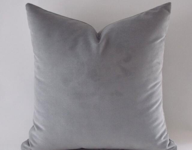 Gray Velvet Pillow Cover Solid Decorative Throw - image 1