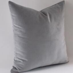 Gray Velvet Pillow Cover Solid Decorative Throw - thumbnail 3