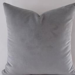 Gray Velvet Pillow Cover Solid Decorative Throw - thumbnail 2