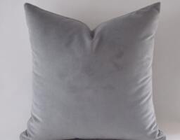 Gray Velvet Pillow Cover Solid Decorative Throw - thumbnail 1