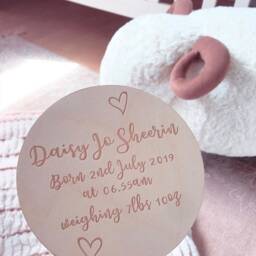 Baby Birth Announcement Sign & Wall Plaque - Milestone, Nursery Decor, Sign, Photo Prop, Hello World, Arrival - thumbnail 2