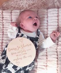 Baby Birth Announcement Sign & Wall Plaque - Milestone, Nursery Decor, Sign, Photo Prop, Hello World, Arrival - thumbnail 1