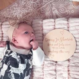 Baby Birth Announcement Sign & Wall Plaque - Milestone, Nursery Decor, Sign, Photo Prop, Hello World, Arrival - thumbnail 3