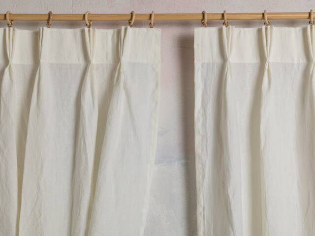 Linen Curtain-Linen Panel in Off White Color- Washed Curtain With Three Pinch Pleated - Width 28'' - 70cm X Custom Length - image 1