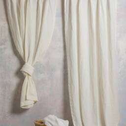 Linen Curtain-Linen Panel in Off White Color- Washed Curtain With Three Pinch Pleated - Width 28'' - 70cm X Custom Length - thumbnail 2