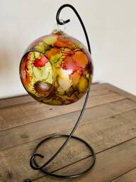 Hand Painted, Autumnal Hanging Glass Tea Light Holder. Glass Candle Holder On A Stand. Christmas Gift, Mother's Day Gift - thumbnail 1