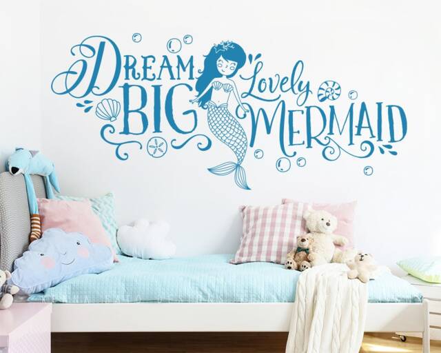 Dream Big Lovely Mermaid Wall Decal - Girls Nursery Decor, Decal, Quote Room - image 1