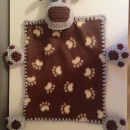 Fleece Puppy Lovey, Crochet Edges, Baby Shower Gift - thumbnail 2