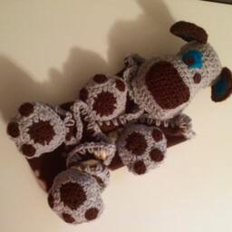 Fleece Puppy Lovey, Crochet Edges, Baby Shower Gift - thumbnail 3