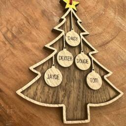 Personalised Christmas Tree Bauble- Wooden Bauble -Tree Decoration -Personalised Family Baubles- Xmas Tree- Decor - thumbnail 3