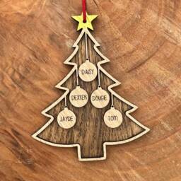Personalised Christmas Tree Bauble- Wooden Bauble -Tree Decoration -Personalised Family Baubles- Xmas Tree- Decor - thumbnail 2