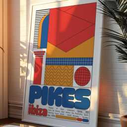 Pikes Ibiza Club Print - Poster Wall Art Geometric Funky Dj Clubbing Patterned Bauhaus House Music - thumbnail 2