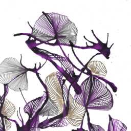 Original Abstract Art - Purple Hues, Black, White & Gold Ink, Pen & Leaf On Bristol Paper - thumbnail 2