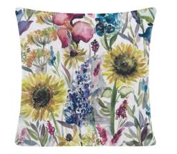 Sunflower Cushion, Voyage Maison Floral Pillow, Tartan Back - thumbnail 1