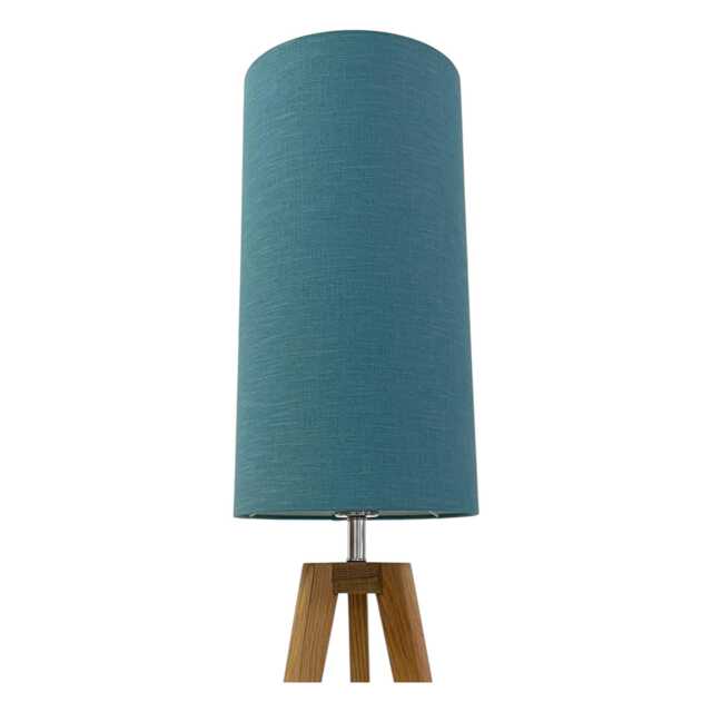 Teal Blue Textured 100% Linen Extra Tall Cylindrical Drum Lampshade - image 1