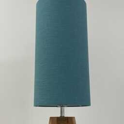 Teal Blue Textured 100% Linen Extra Tall Cylindrical Drum Lampshade - thumbnail 2