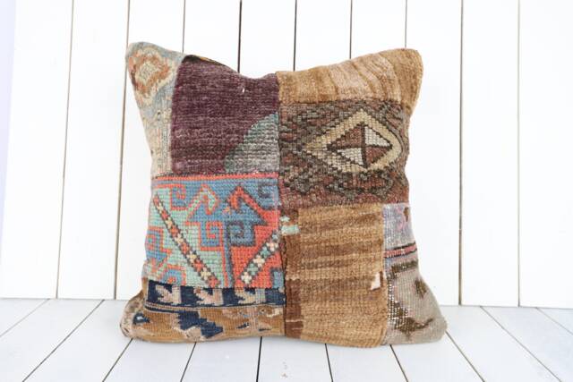 Turkish Kilim Pillow Cover - 20x20 Inch Vintage Anatolian Home Decor - image 1