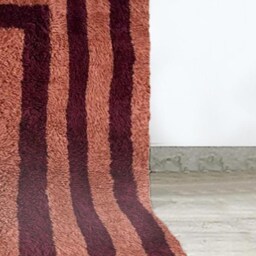 Luxurious Handmade Red Beni Ourain Runner, Oxblood & Protea Geometric Design - Premium Moroccan Berber Wool Rug For Hallway & Entryway - thumbnail 3