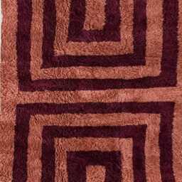 Luxurious Handmade Red Beni Ourain Runner, Oxblood & Protea Geometric Design - Premium Moroccan Berber Wool Rug For Hallway & Entryway - thumbnail 2