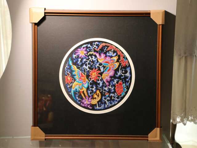 Phoenix & Peony Silk Embroidery Art Mandala Wall Decor, Symbol Of Rebirth - image 1