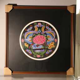 Phoenix & Peony Silk Embroidery Art Mandala Wall Decor, Symbol Of Rebirth - thumbnail 2
