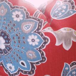 Ankara By Braemore -Linendecorative Designer Pillow CoverLumbar Pillow-Persimmon - Greyish Bluish Teal-Chocoloate & Neutrals - thumbnail 2