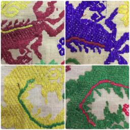 Vintage Handmade Tribal White Thai Textile Silk Cotton Pillow Cover in The Centre Of Vietnam - thumbnail 4