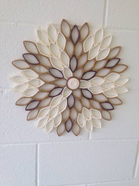 Large Dahlia Wall Art Beige Brown Geometric Paper Flower - image 1