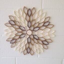 Large Dahlia Wall Art Beige Brown Geometric Paper Flower - thumbnail 2
