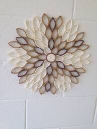 Large Dahlia Wall Art Beige Brown Geometric Paper Flower - thumbnail 1