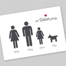 Father's Day Gift. Personalised Family Print. Minimalist Names Wall Art. Picture With People Icons & Surname. Housewarming - thumbnail 3
