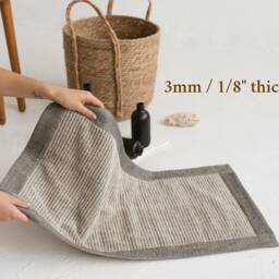 Bathroom Mat Made Of Linen Cotton Blend Fabric, Terry Bath Mat, Floor D??cor, Farmhouse Organic Rug - thumbnail 3