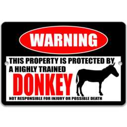 Donkey Warning Sign, Funny Farm Metal Wall Decor For Barn Or Property - thumbnail 2