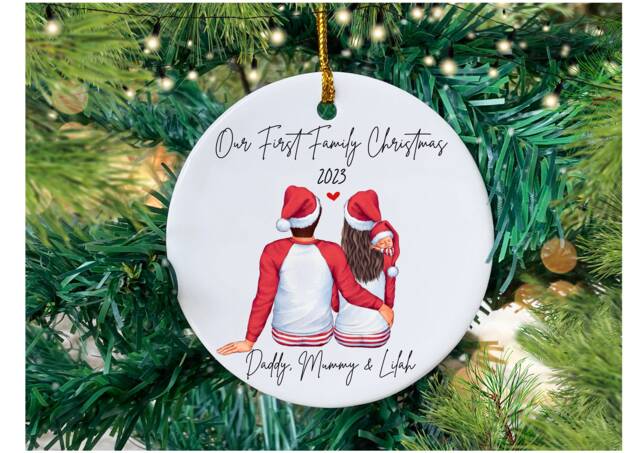 Personalized Family Christmas Bauble First Tree Decoration - image 1