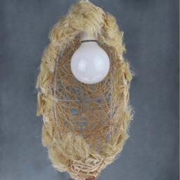 Boho Jute Moon Lamp - Woven Hanging Pendant Light - thumbnail 3