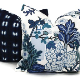 Chiang Mai Dragon Pillow Cover Schumacher China Blue Linen Toss - thumbnail 2
