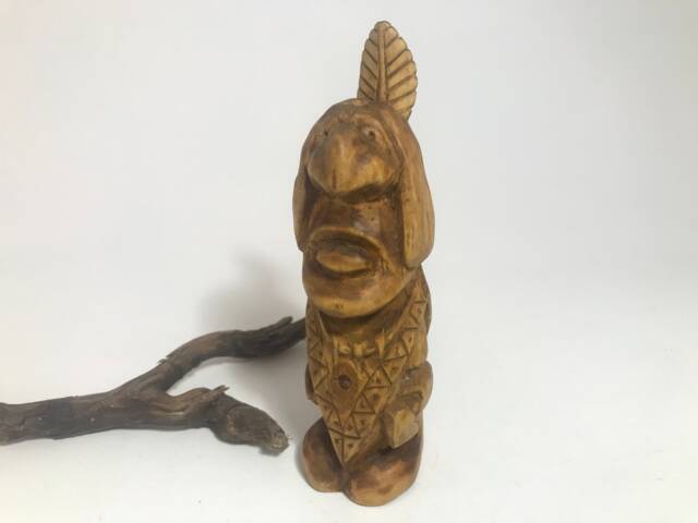 "Hand Carved Wooden Figurine ""Indian" - image 1