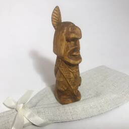 "Hand Carved Wooden Figurine ""Indian" - thumbnail 2