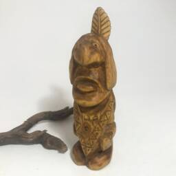 "Hand Carved Wooden Figurine ""Indian" - thumbnail 4