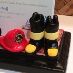 Polymer Clay Desktop Business Card Holder, Handmade, Fire Fighter, Fire Chief, Office, Desk, Fire Station, Business Cards - thumbnail 3